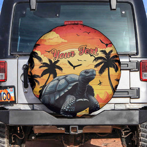 Personalised Afro Seychelles Spare Tire Cover Aldabra Giant Tortoise With Beach Sunset