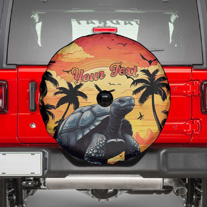 Personalised Afro Seychelles Spare Tire Cover Aldabra Giant Tortoise With Beach Sunset