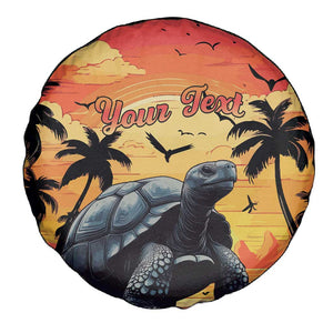 Personalised Afro Seychelles Spare Tire Cover Aldabra Giant Tortoise With Beach Sunset