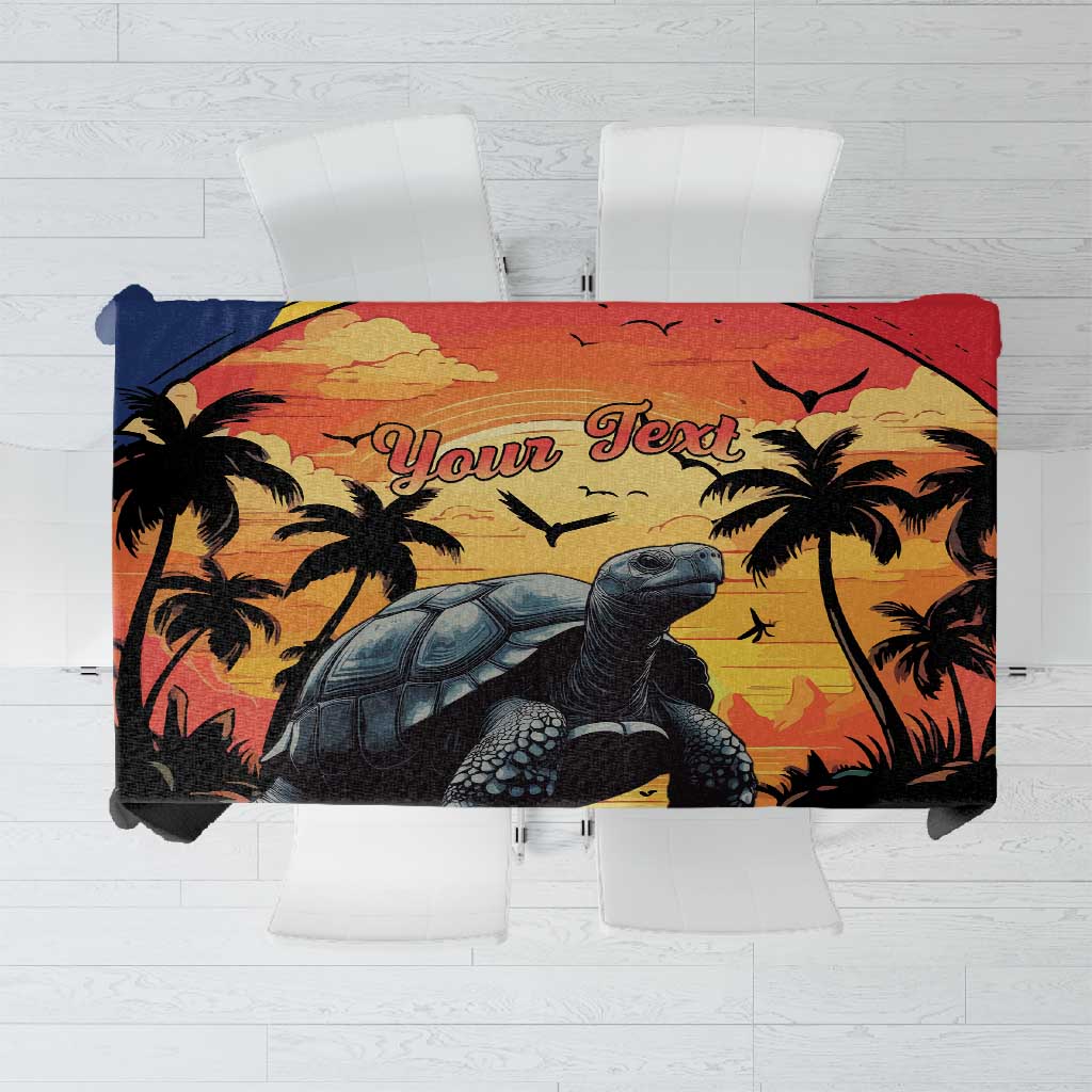 Personalised Afro Seychelles Tablecloth Aldabra Giant Tortoise With Beach Sunset