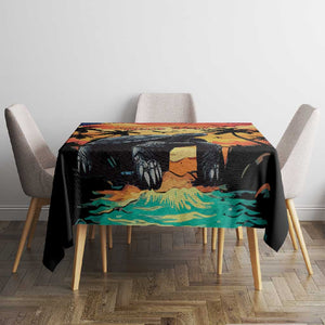 Personalised Afro Seychelles Tablecloth Aldabra Giant Tortoise With Beach Sunset