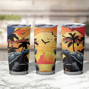 Personalised Afro Seychelles Tumbler Cup Aldabra Giant Tortoise With Beach Sunset