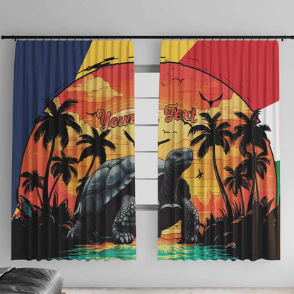 Personalised Afro Seychelles Window Curtain Aldabra Giant Tortoise With Beach Sunset