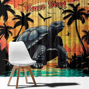 Personalised Afro Seychelles Window Curtain Aldabra Giant Tortoise With Beach Sunset