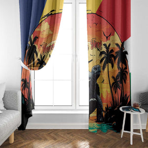 Personalised Afro Seychelles Window Curtain Aldabra Giant Tortoise With Beach Sunset