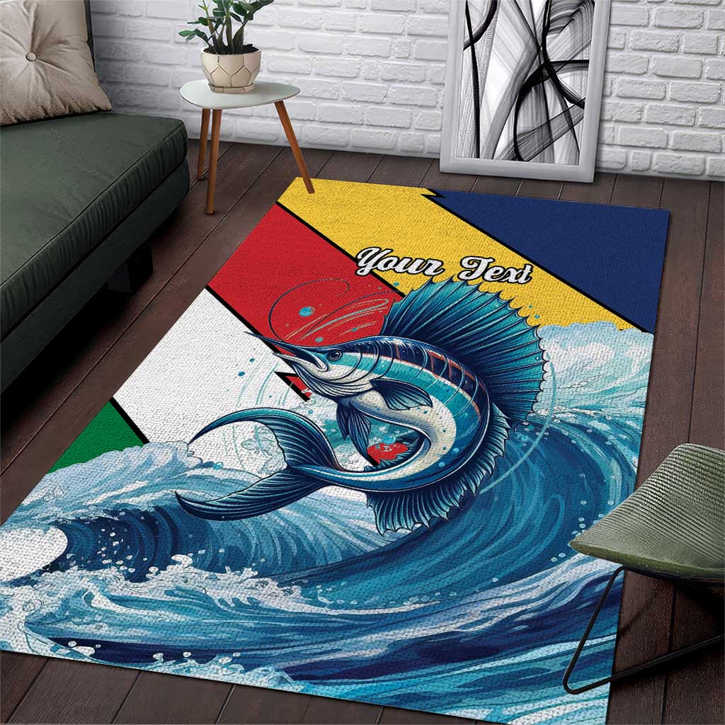 Personalised Afro Seychelles Area Rug Sailfish With Coat Of Arms