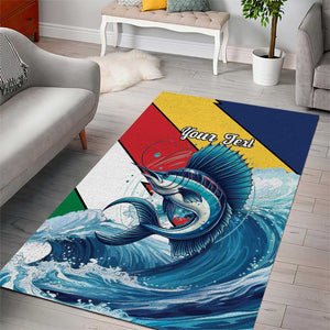 Personalised Afro Seychelles Area Rug Sailfish With Coat Of Arms