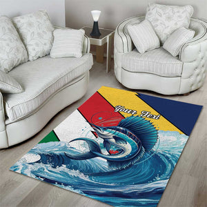 Personalised Afro Seychelles Area Rug Sailfish With Coat Of Arms