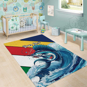 Personalised Afro Seychelles Area Rug Sailfish With Coat Of Arms