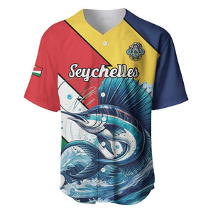 Personalised Afro Seychelles Baseball Jersey Sailfish With Coat Of Arms