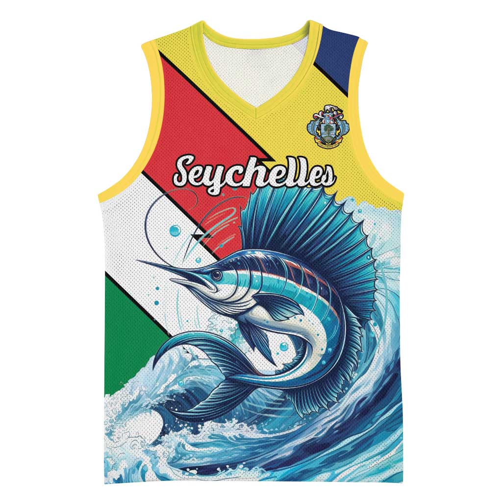 Personalised Afro Seychelles Basketball Jersey Sailfish With Coat Of Arms LT15