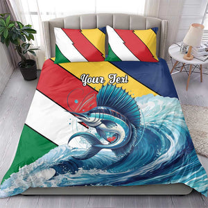 Personalised Afro Seychelles Bedding Set Sailfish With Coat Of Arms