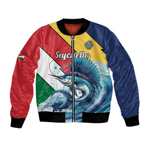 Personalised Afro Seychelles Bomber Jacket Sailfish With Coat Of Arms