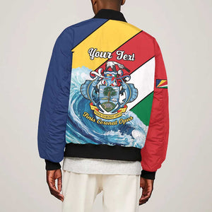 Personalised Afro Seychelles Bomber Jacket Sailfish With Coat Of Arms