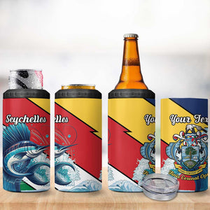 Personalised Afro Seychelles 4 in 1 Can Cooler Tumbler Sailfish With Coat Of Arms