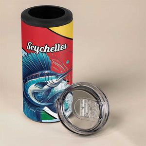 Personalised Afro Seychelles 4 in 1 Can Cooler Tumbler Sailfish With Coat Of Arms