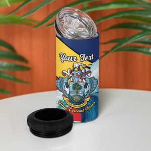 Personalised Afro Seychelles 4 in 1 Can Cooler Tumbler Sailfish With Coat Of Arms