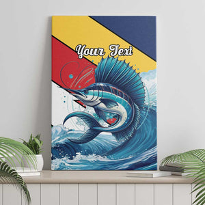 Personalised Afro Seychelles Canvas Wall Art Sailfish With Coat Of Arms