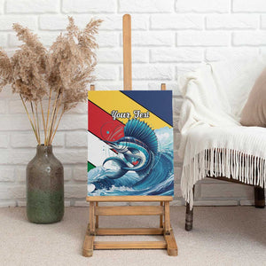 Personalised Afro Seychelles Canvas Wall Art Sailfish With Coat Of Arms