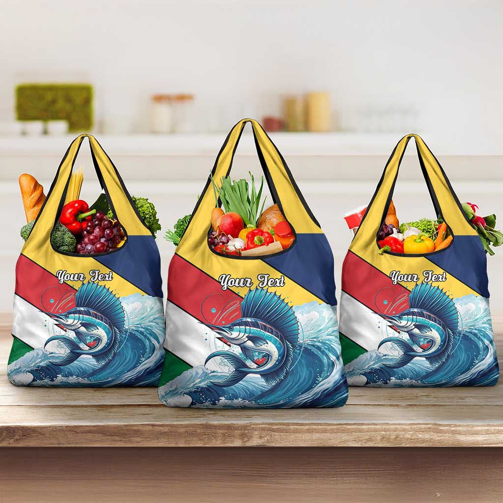 Personalised Afro Seychelles Grocery Bag Sailfish With Coat Of Arms