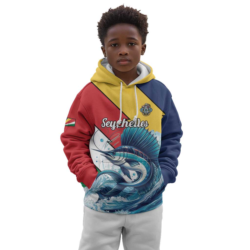 Personalised Afro Seychelles Kid Hoodie Sailfish With Coat Of Arms