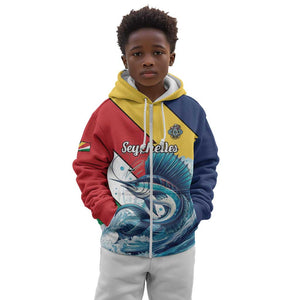 Personalised Afro Seychelles Kid Hoodie Sailfish With Coat Of Arms