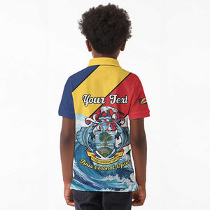 Personalised Afro Seychelles Kid Polo Shirt Sailfish With Coat Of Arms