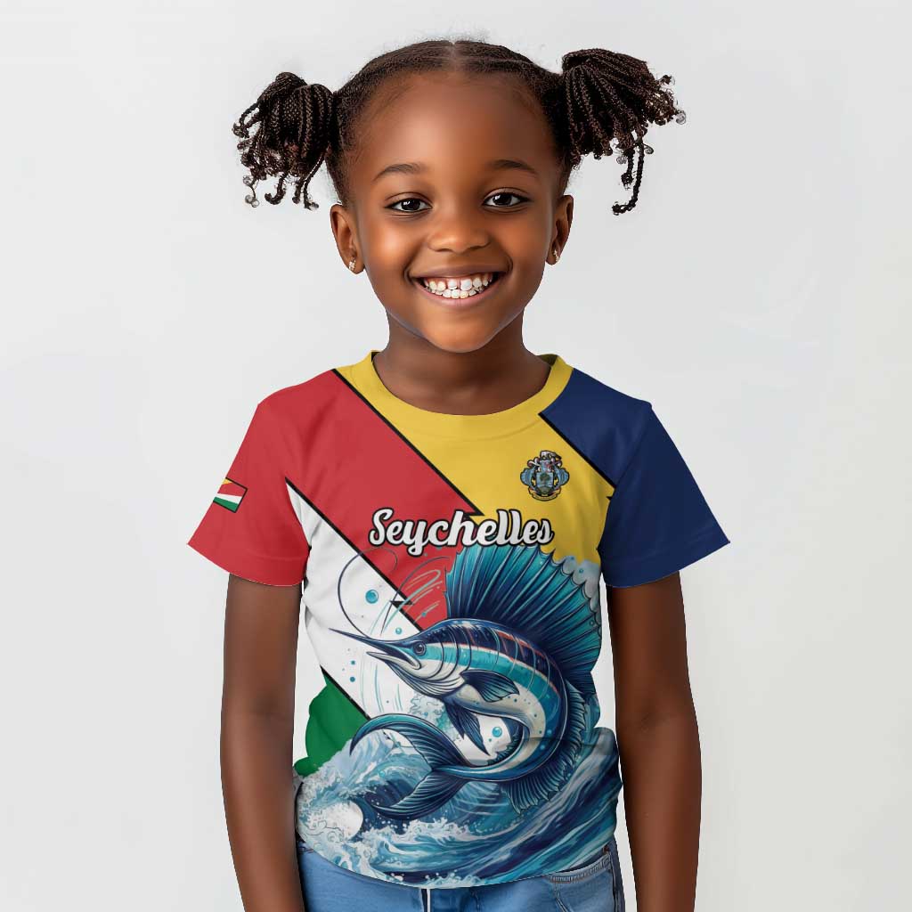 Personalised Afro Seychelles Kid T shirt Sailfish With Coat Of Arms