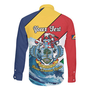 Personalised Afro Seychelles Long Sleeve Button Shirt Sailfish With Coat Of Arms