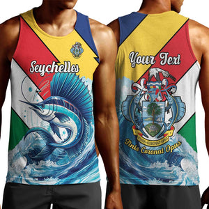 Personalised Afro Seychelles Men Tank Top Sailfish With Coat Of Arms