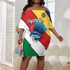 Personalised Afro Seychelles Off Shoulder Short Dress Sailfish With Coat Of Arms