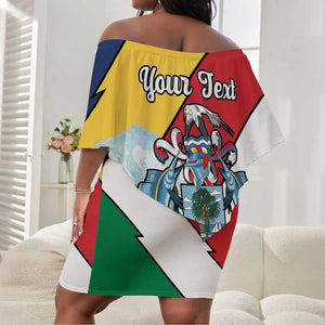 Personalised Afro Seychelles Off Shoulder Short Dress Sailfish With Coat Of Arms