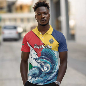 Personalised Afro Seychelles Polo Shirt Sailfish With Coat Of Arms