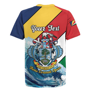 Personalised Afro Seychelles Rugby Jersey Sailfish With Coat Of Arms