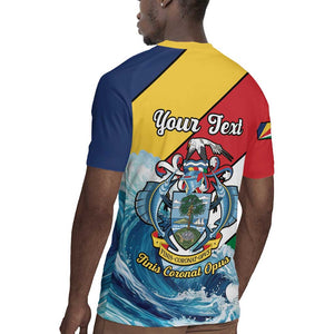 Personalised Afro Seychelles Rugby Jersey Sailfish With Coat Of Arms