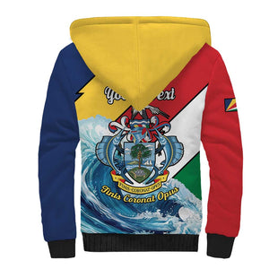 Personalised Afro Seychelles Sherpa Hoodie Sailfish With Coat Of Arms