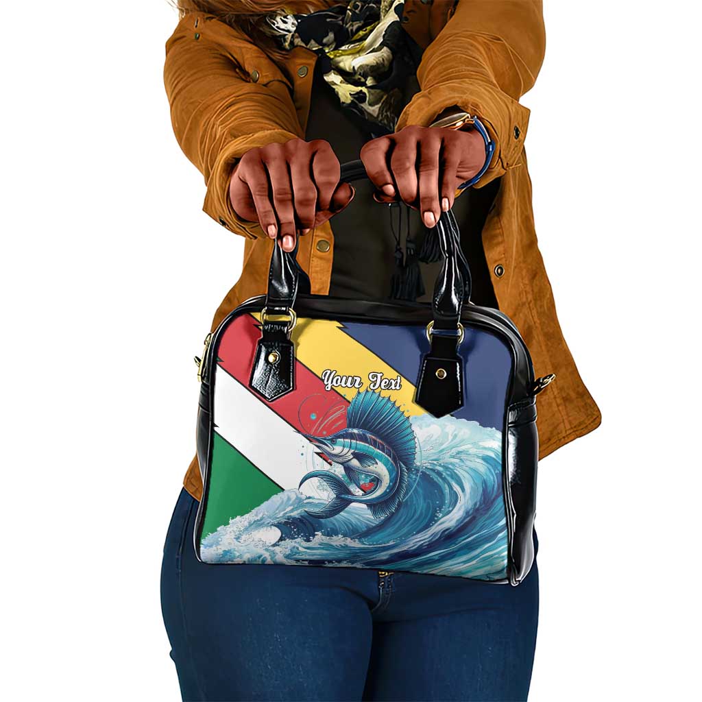 Personalised Afro Seychelles Shoulder Handbag Sailfish With Coat Of Arms