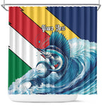 Personalised Afro Seychelles Shower Curtain Sailfish With Coat Of Arms