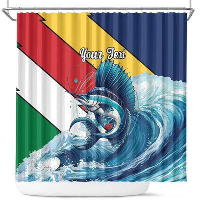 Personalised Afro Seychelles Shower Curtain Sailfish With Coat Of Arms