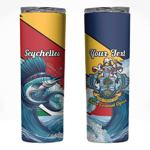 Personalised Afro Seychelles Skinny Tumbler Sailfish With Coat Of Arms