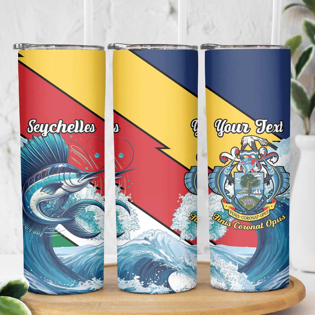 Personalised Afro Seychelles Skinny Tumbler Sailfish With Coat Of Arms