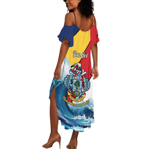 Personalised Afro Seychelles Summer Maxi Dress Sailfish With Coat Of Arms