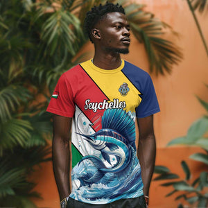 Personalised Afro Seychelles T shirt Sailfish With Coat Of Arms