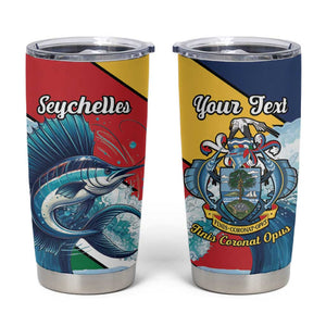 Personalised Afro Seychelles Tumbler Cup Sailfish With Coat Of Arms