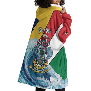 Personalised Afro Seychelles Wearable Blanket Hoodie Sailfish With Coat Of Arms