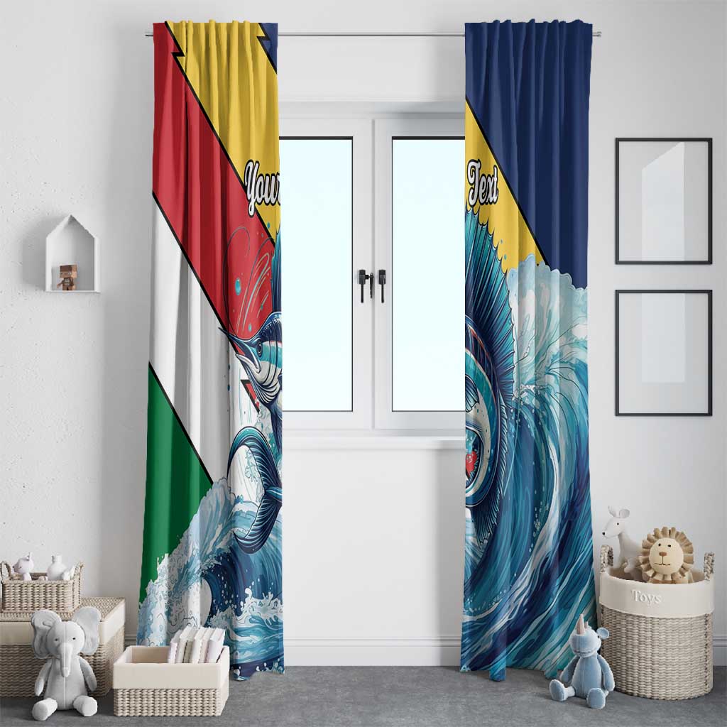 Personalised Afro Seychelles Window Curtain Sailfish With Coat Of Arms