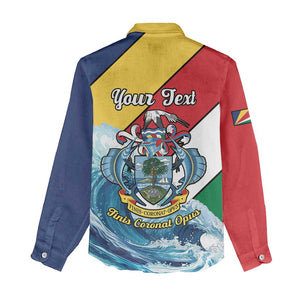 Personalised Afro Seychelles Women Casual Shirt Sailfish With Coat Of Arms