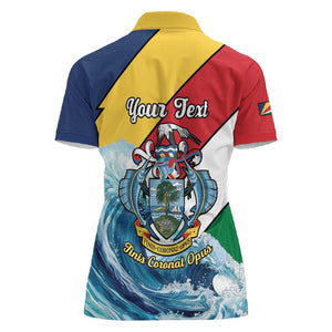 Personalised Afro Seychelles Women Polo Shirt Sailfish With Coat Of Arms