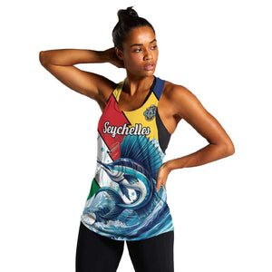 Personalised Afro Seychelles Women Racerback Tank Sailfish With Coat Of Arms