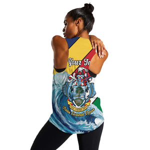 Personalised Afro Seychelles Women Racerback Tank Sailfish With Coat Of Arms